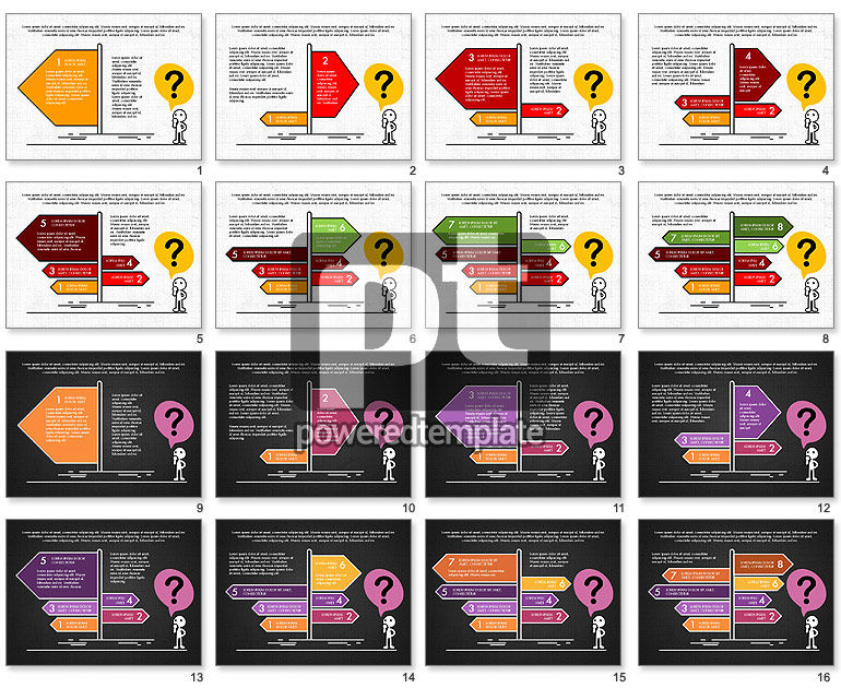 Concept of Confused Character with Different Direction Arrows Slide Deck