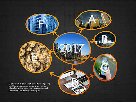 Proceso de flujo con formas creativas, Diapositiva 12, 04019, Diagramas de flujo — PoweredTemplate.com