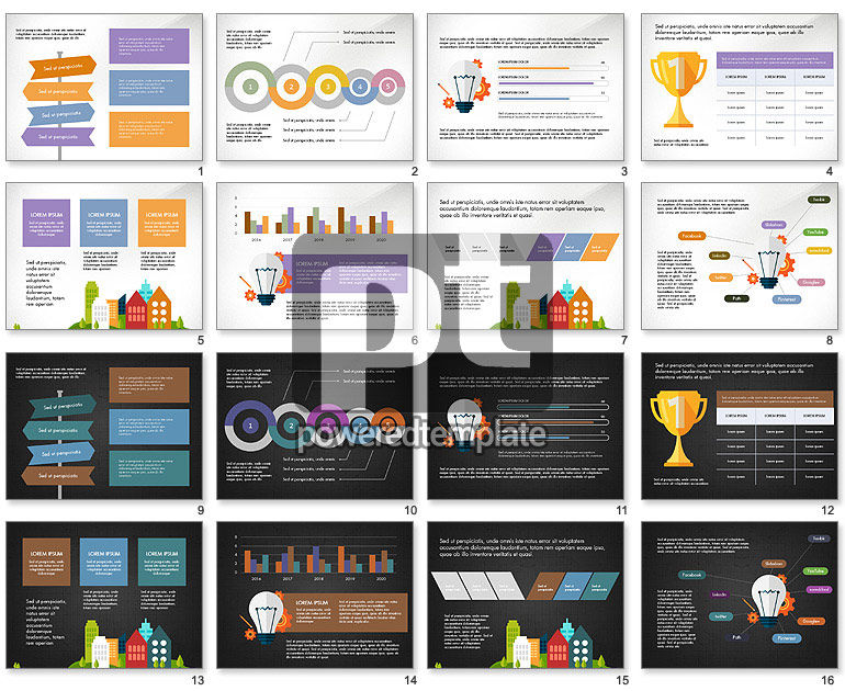 Template Presentasi Trendy Bergaya Flat Design