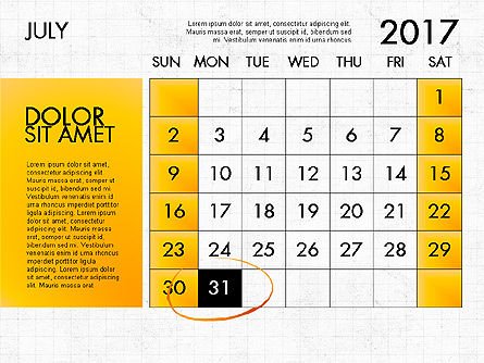 2017 Kalender für PowerPoint Vorlage, Folie 8, 04034, Timelines & Calendars — PoweredTemplate.com