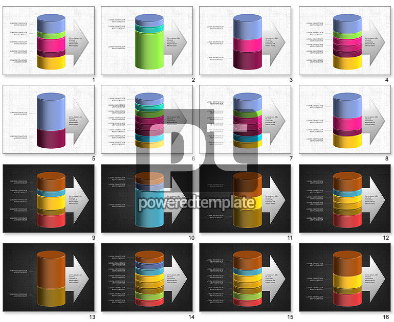 3d diagrama do cilindro empilhado