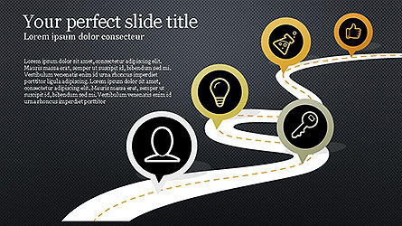 Feuille de route avec des icônes, Diapositive 9, 04121, Modèles commerciaux — PoweredTemplate.com