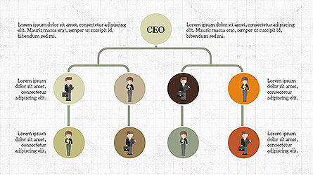 Organigrama con personajes, Diapositiva 7, 04142, Organigramas — PoweredTemplate.com