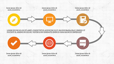 Proses Alur Linier Dengan Ikon, Templat PowerPoint, 04172, Bagan Alur — PoweredTemplate.com