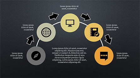 Proses Alur Linier Dengan Ikon, Slide 11, 04172, Bagan Alur — PoweredTemplate.com