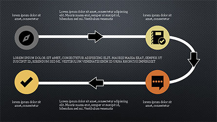 Proses Alur Linier Dengan Ikon, Slide 12, 04172, Bagan Alur — PoweredTemplate.com