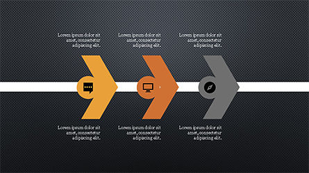 Proceso de flujo lineal con iconos, Diapositiva 13, 04172, Diagramas de flujo — PoweredTemplate.com