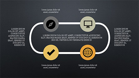 Processus d'écoulement linéaire avec des icônes, Diapositive 15, 04172, Organigrammes — PoweredTemplate.com