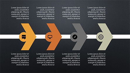 Processus d'écoulement linéaire avec des icônes, Diapositive 16, 04172, Organigrammes — PoweredTemplate.com