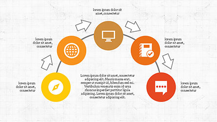 Proses Alur Linier Dengan Ikon, Slide 3, 04172, Bagan Alur — PoweredTemplate.com