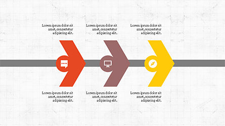 Processus d'écoulement linéaire avec des icônes, Diapositive 5, 04172, Organigrammes — PoweredTemplate.com