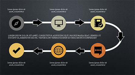 Processus d'écoulement linéaire avec des icônes, Diapositive 9, 04172, Organigrammes — PoweredTemplate.com