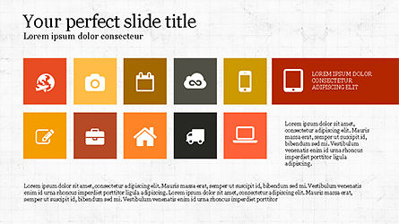 Disposizione di agenda del layout di griglia, Modello PowerPoint, 04231, icone — PoweredTemplate.com