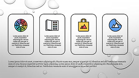 Processo e opzioni con icone colorate piatte, Slide 3, 04272, icone — PoweredTemplate.com