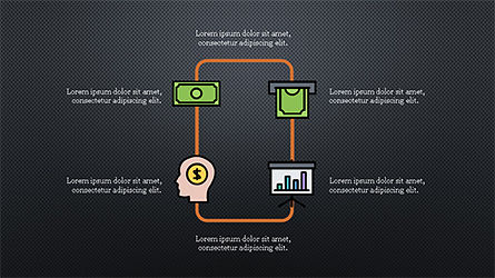 Grafico organizzativo con icone finanziarie, Slide 16, 04274, Diagrammi di Flusso — PoweredTemplate.com