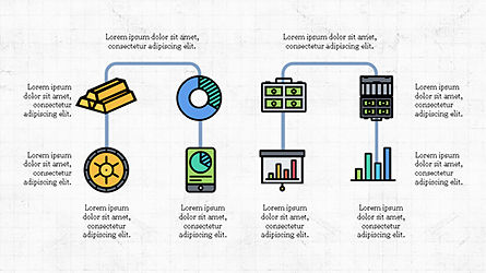 Grafico organizzativo con icone finanziarie, Slide 4, 04274, Diagrammi di Flusso — PoweredTemplate.com