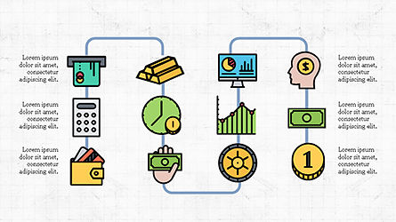 Organigrama con iconos financieros, Diapositiva 7, 04274, Diagramas de flujo — PoweredTemplate.com