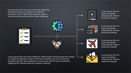 Bagan Organisasi Dengan Ikon Datar, Slide 10, 04282, Ikon — PoweredTemplate.com