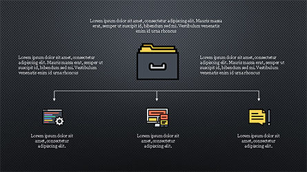 Gráfico organizacional com ícones planos, Deslizar 16, 04282, Ícones — PoweredTemplate.com