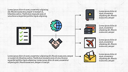 Bagan Organisasi Dengan Ikon Datar, Slide 2, 04282, Ikon — PoweredTemplate.com