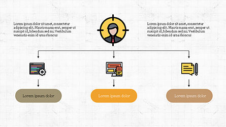 Organigrama con iconos planos, Diapositiva 3, 04282, Iconos — PoweredTemplate.com