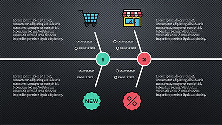 Diagrama de espina de pez con iconos de e-commerce, Diapositiva 15, 04295, Modelos de negocios — PoweredTemplate.com