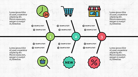 Fishbone Diagram with E-Commerce Icons, Slide 2, 04295, Business Models — PoweredTemplate.com
