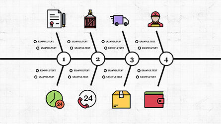 Fishbone diagram met e-commerce iconen, Dia 5, 04295, Businessmodellen — PoweredTemplate.com