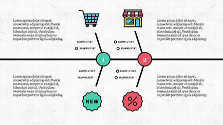 Diagrama de espina de pez con iconos de e-commerce, Diapositiva 7, 04295, Modelos de negocios — PoweredTemplate.com