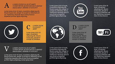Modèle de présentation de médias sociaux mise en page grille, Diapositive 14, 04296, Icônes — PoweredTemplate.com
