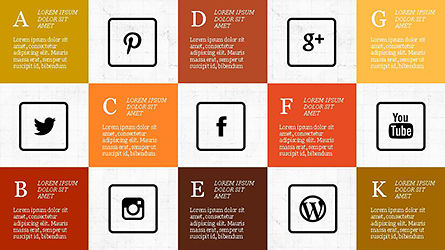Grid Layout Social Media Presentation Template, Slide 2, 04296, Icons — PoweredTemplate.com