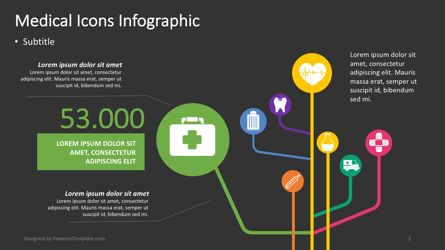 Gezondheidszorg pictogrammen infographic, Dia 2, 04382, Infographics — PoweredTemplate.com