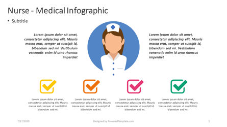 Enfermera - infografía médica, Plantilla de PowerPoint, 04393, Infografías — PoweredTemplate.com