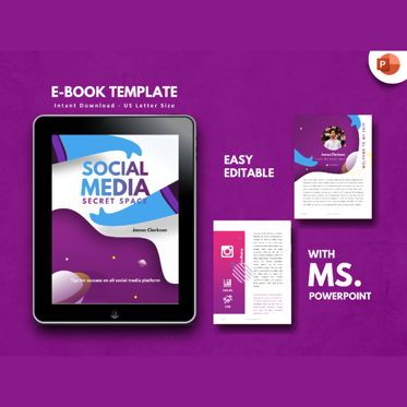 Social Media Secret eBook PowerPoint Template, Plantilla de PowerPoint, 04722, Infografías — PoweredTemplate.com