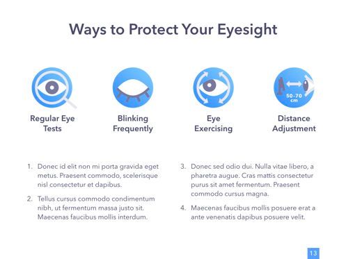 Eye Health Google Slides Template, Diapositive 14, 04845, Schémas et graphiques médicaux — PoweredTemplate.com