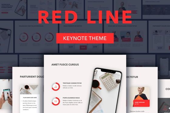 Red Line Keynote Template, Apple基調講演テンプレート, 04987, プレゼンテーションテンプレート — PoweredTemplate.com