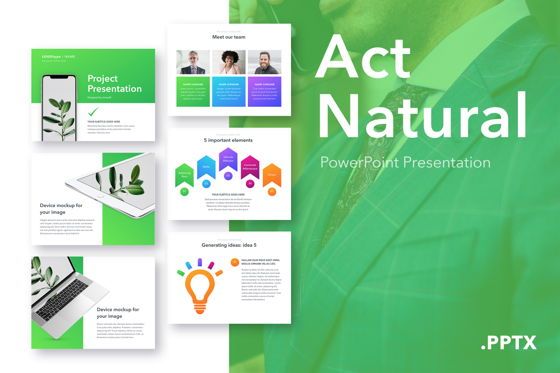 Act Natural PowerPoint Template, Plantilla de PowerPoint, 05064, Plantillas de presentación — PoweredTemplate.com