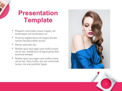 Beauty Makeup Google Slides Theme, Diapositiva 14, 05088, Plantillas de presentación — PoweredTemplate.com