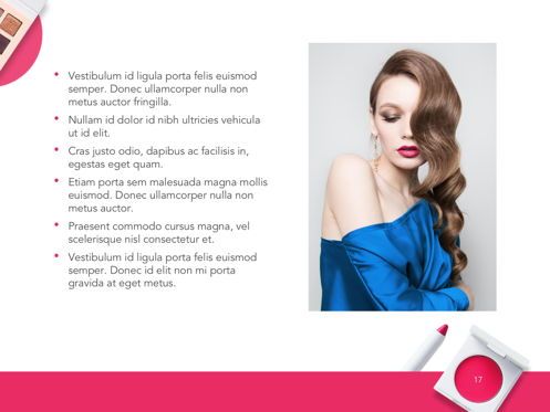 Beauty Makeup Google Slides Theme, Slide 18, 05088, Presentation Templates — PoweredTemplate.com