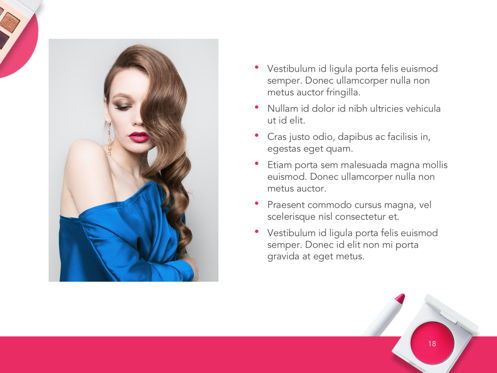 Beauty Makeup Google Slides Theme, Diapositiva 19, 05088, Plantillas de presentación — PoweredTemplate.com