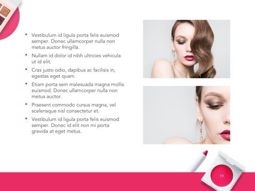 Beauty Makeup Google Slides Theme, Diapositiva 20, 05088, Plantillas de presentación — PoweredTemplate.com