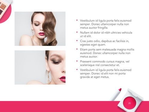 Beauty Makeup Google Slides Theme, Diapositiva 21, 05088, Plantillas de presentación — PoweredTemplate.com
