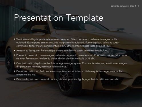 Car Rental Google Slides Theme, Deslizar 3, 05089, Modelos de Apresentação — PoweredTemplate.com