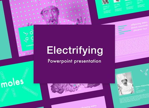Electrifying Powerpoint Presentation Template, PowerPoint-sjabloon, 05102, Presentatie Templates — PoweredTemplate.com
