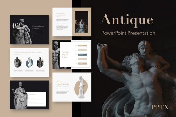 Antique PowerPoint Template, 05210, Education Charts and Diagrams — PoweredTemplate.com