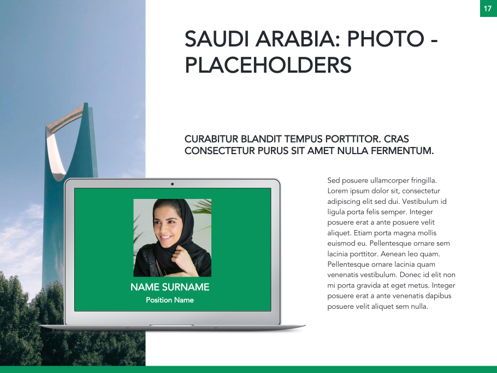 Country Saudi Arabia Google Slides Template, Diapositive 18, 05277, Modèles de présentations — PoweredTemplate.com