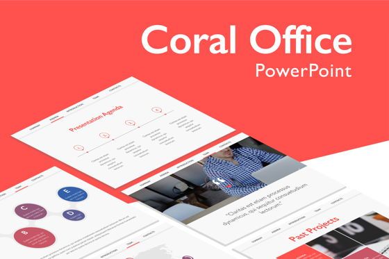 Coral Office PowerPoint Template, PowerPoint-sjabloon, 05405, Presentatie Templates — PoweredTemplate.com