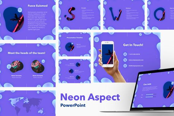 Neon Aspect PowerPoint Template, 05641, Templat Presentasi — PoweredTemplate.com