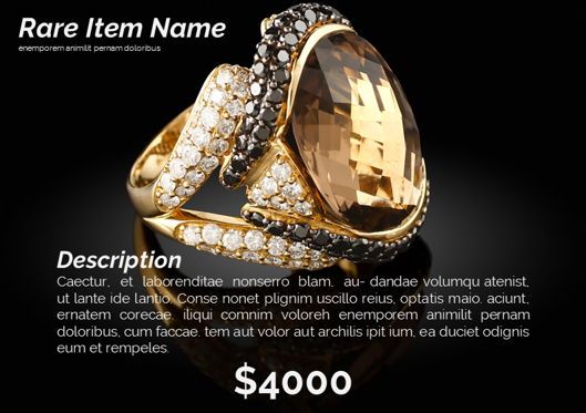 Jewelry Catalog Presentation Template, Slide 9, 05671, Presentation Templates — PoweredTemplate.com