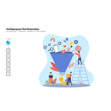 Multipurpose modern flat illustration design social media funnel, Modelo do PowerPoint, 05679, Modelos de Negócio — PoweredTemplate.com